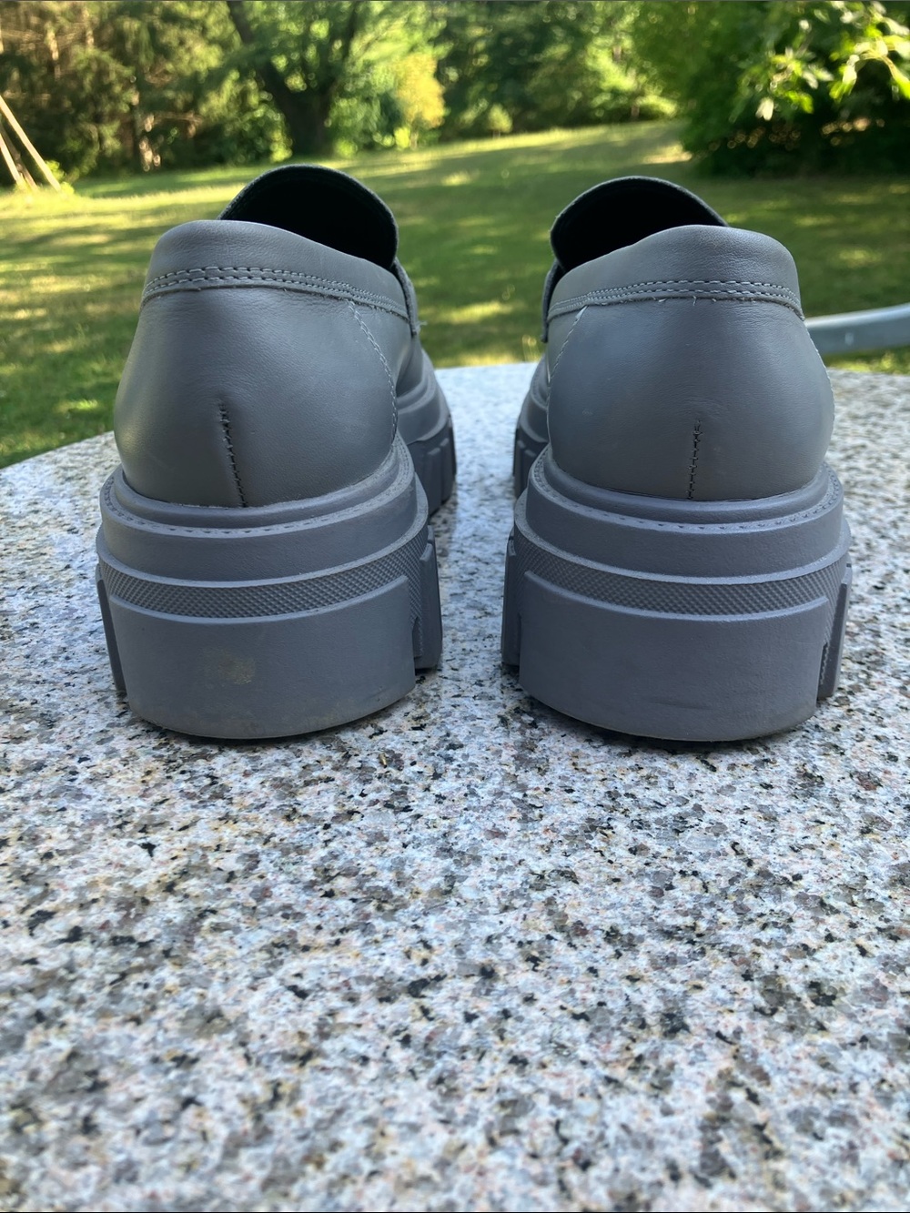 Marc Fisher Grey Leather Platform Loafers - Picture 4 of 9